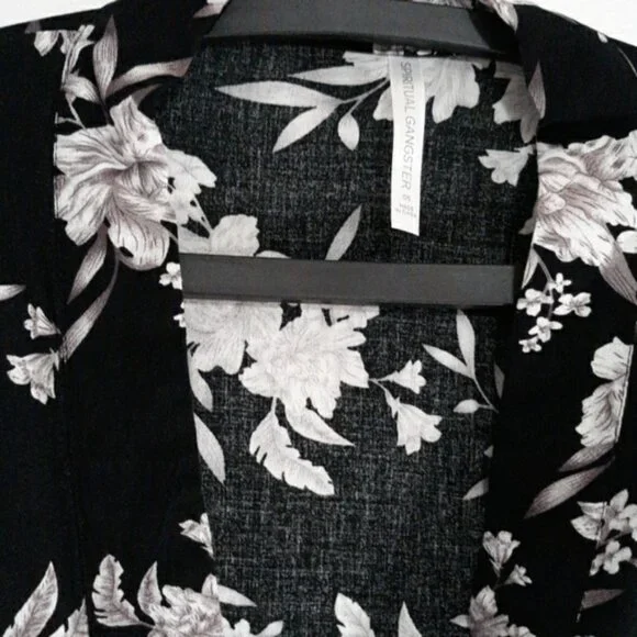 Spiritual Gangster Kimono Floral Duster OS  Black White Boho Dark Fem - Picture 2 of 4